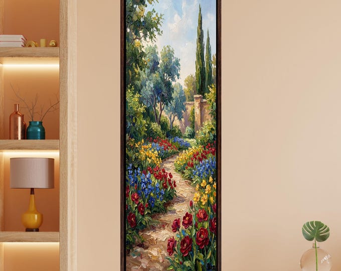 Vertical Tree Canvas Print, Tall Hallway Wall Art, Modern Nature Decor