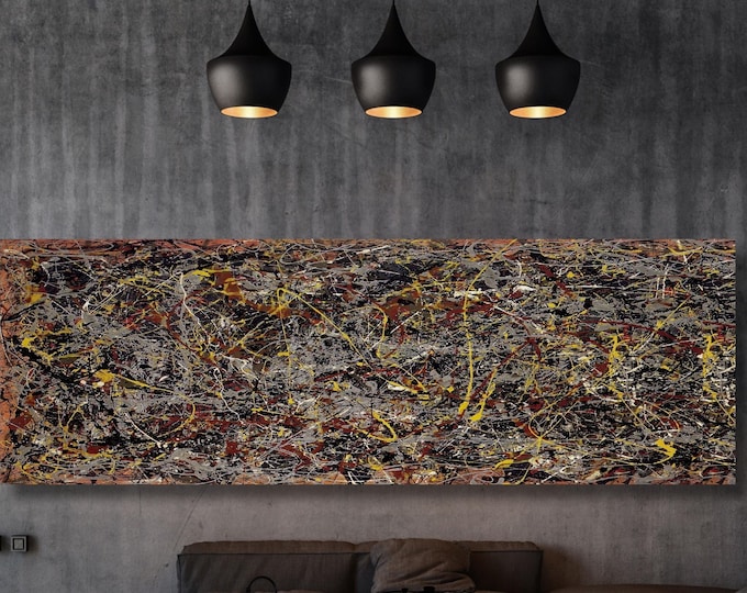Panoramic Pollock Style Canvas Art: Large Wall Art Print