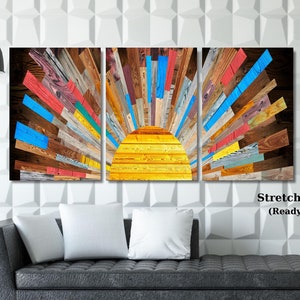 Set of 3 Sunrise Wood Wall Art Above Bed Decor Canvas Wooden Long Sunshine Bedroom Wall hanging setting sun rising sun Canvas Wall Art decor