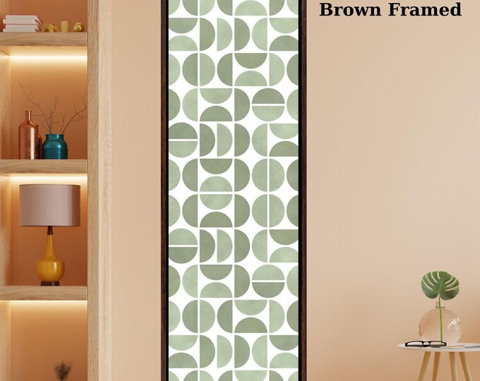 Sage Green Long Narrow Canvas Wall Art Vertical Framed Botanical Minimalist Artwork Tall Slim Print for Hallway Living Room or Bedroom art