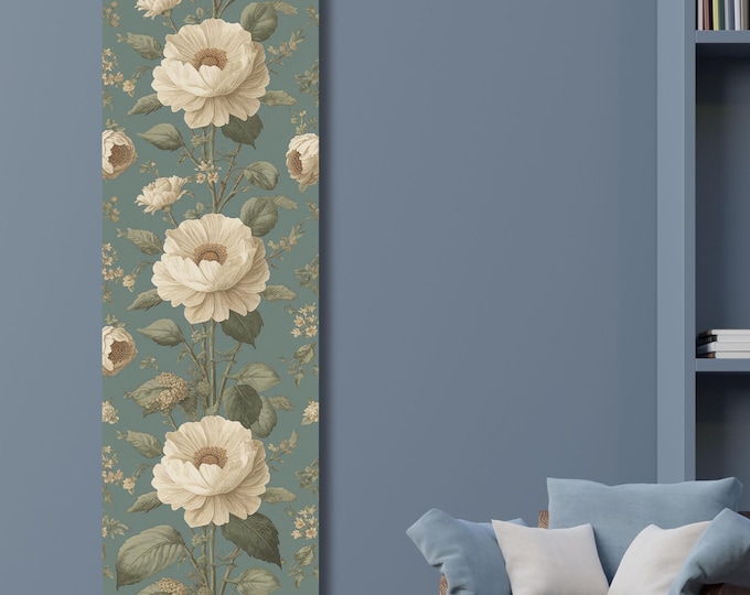 William Morris Style Long Narrow Canvas Wall Art,Vintage Floral Skinny Canvas Print, Botanical Entryway Hallway Decor Tapestry Poster Canvas