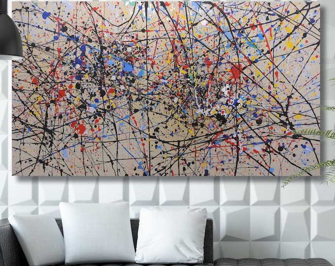 Pollock Style Canvas Wall Art, Abstract Drip Painting Print, Modern Splatter Art, Jackson Pollock Inspired Canvas, wall hangings Wall Decor