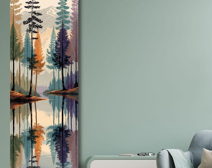 Long Narrow Wall Art,Smoky Mountains Painting, Spring Flowers Canvas, Landscape Wall Art Print, Nature Home Decor, Mountain Wall Hangings