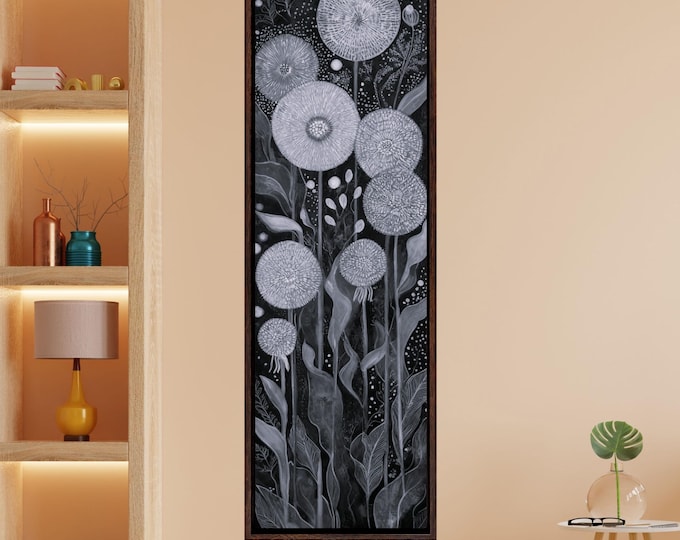 Long Narrow Canvas Wall Art Vertical Nature Print Tall Modern sun Tree or Mountain Wall Decor for Hallway,Entryway Small Space Styling Print