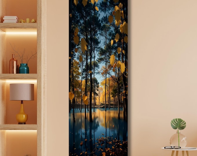 Full Moon Wildflower Canvas Art: Enchanted Forest Landscape