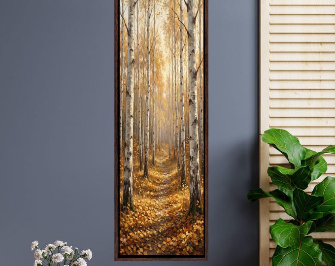 Long Narrow Canvas Wall Art Vertical Nature Print Tall Modern Tree or Mountain Wall Decor for Hallway, Entryway or Small Space Styling Print