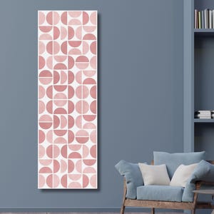 Dusty Rose Red Long Narrow Canvas Wall Art Vertical Framed Botanical Minimalist Artwork Long Thin Print for Hallway Living Room or Bedroom
