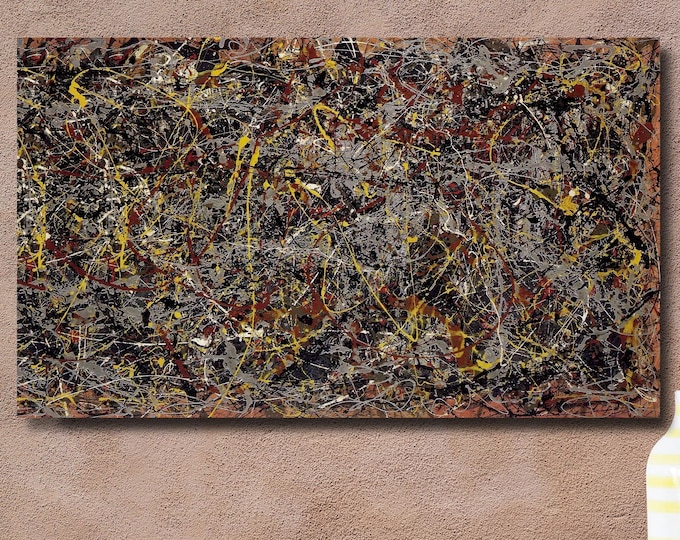 Museum Quality Jackson Pollock 5 Reproduction, Mid Century Modern Wall Art, Colorful Chaotic Abstract, High Definition Canvas