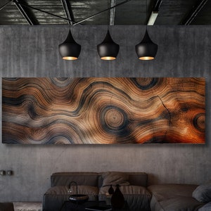 Panoramic Large Wood Canvas Wall Art, Wood Tree ring Wall Art, Warm Tones Wall Decor, Wood Texture Tree ring Canvas art Echo Tree Ring art