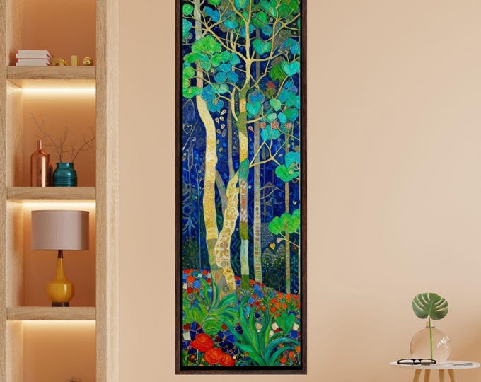 Long Narrow Canvas Wall Art Vertical Nature Print Tall Modern sun Tree or Mountain Wall Decor for Hallway,Entryway Small Space Styling Print