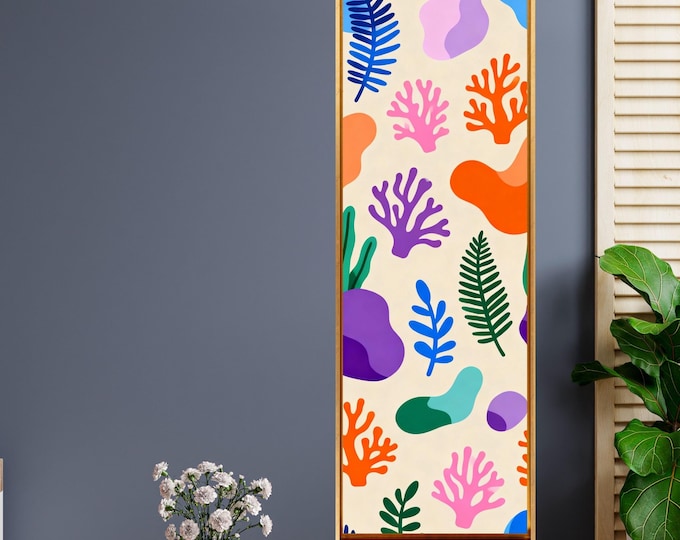 Long Narrow Canvas Wall Art Vertical Nature Print Tall Modern Henri Matisse Style Colorful Flowers Wall Decor for Hallway Print