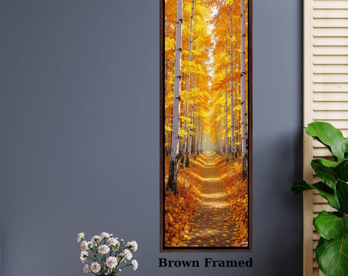 Long Narrow Canvas Wall Art Vertical Nature Print Tall Modern Tree or Mountain Wall Decor for Hallway, Entryway or Small Space Styling Print