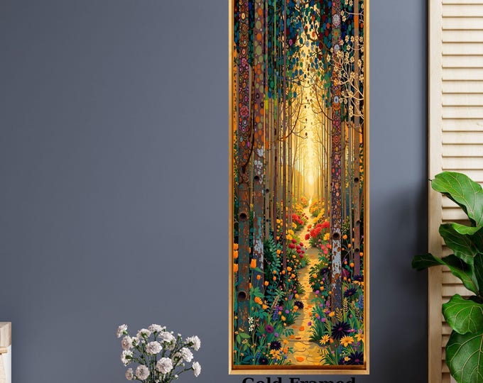 Long Narrow Canvas Wall Art Vertical Nature Print Tall Modern sun Tree or Mountain Wall Decor for Hallway,Entryway Small Space Styling Print