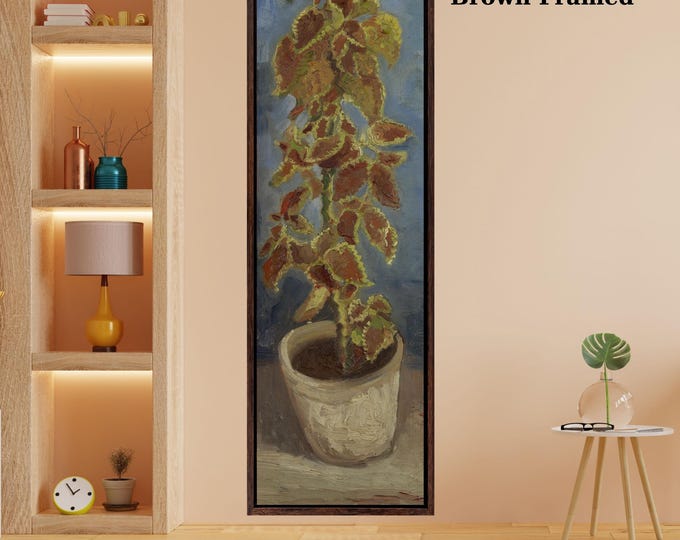 Long Narrow Vincent van Gogh Flame Nettle in a Flowerpot Canvas Wall Art Botanical Classic Fine Art Print for Vintage Home or Gallery Decor