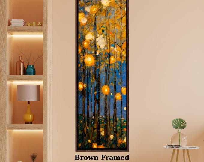 Long Narrow Canvas Wall Art Vertical Nature Print Tall Modern Tree or Mountain Wall Decor for Hallway, Entryway or Small Space Styling Print