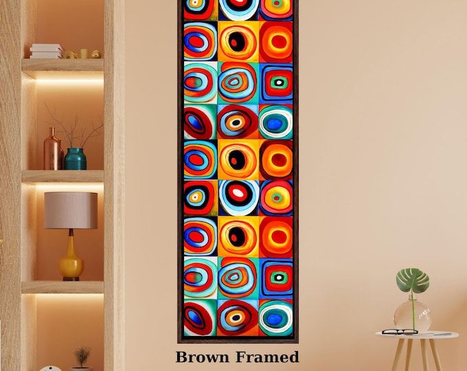 Long Narrow Canvas Wall Art Vertical Nature Print Tall Modern Wall Decor for Hallway,Entryway Small Space Kandinsky Geometric Inspired Print
