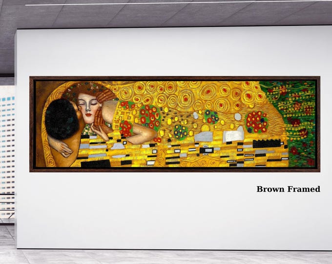 Gustav Klimt The Kiss Canvas Art, Golden Lovers Print