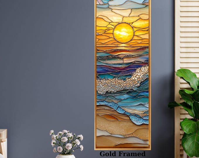 Vertical Leaf Canvas Print, Tall Hallway Wall Art, Modern Nature Decor