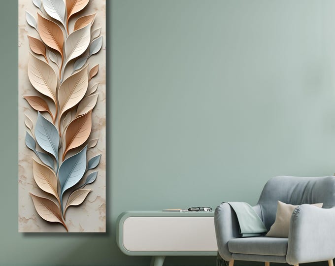 Long Narrow Canvas Wall Art Vertical Nature Print Tall Modern sun Tree or Mountain Wall Decor for Hallway,Entryway Small Space Styling Print
