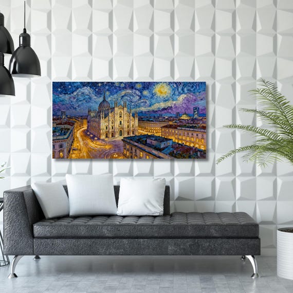 Milan in the Style of Van Gogh – Starry Night Inspired Italy Canvas Wall Art