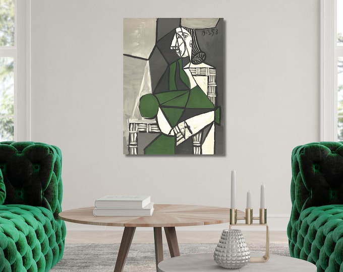 Picasso Femme Assise Cubist Canvas Print, 1909 Portrait Wall Art