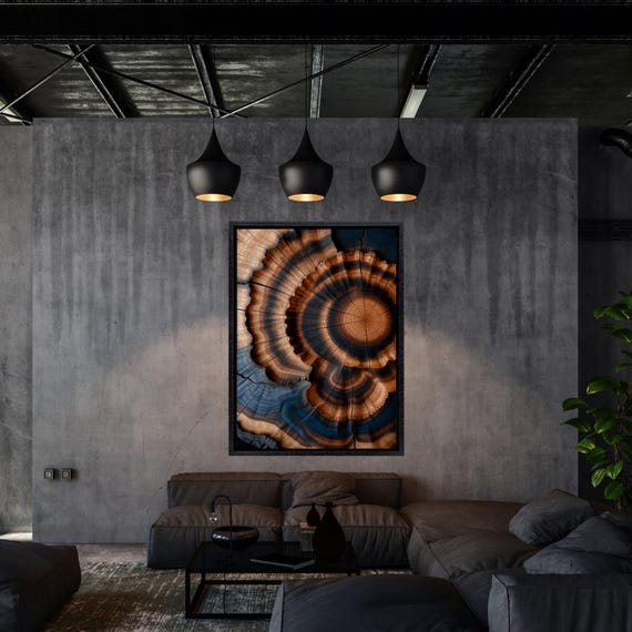 Abstract Tree Ring Canvas Art: Modern Farmhouse Wall Decor