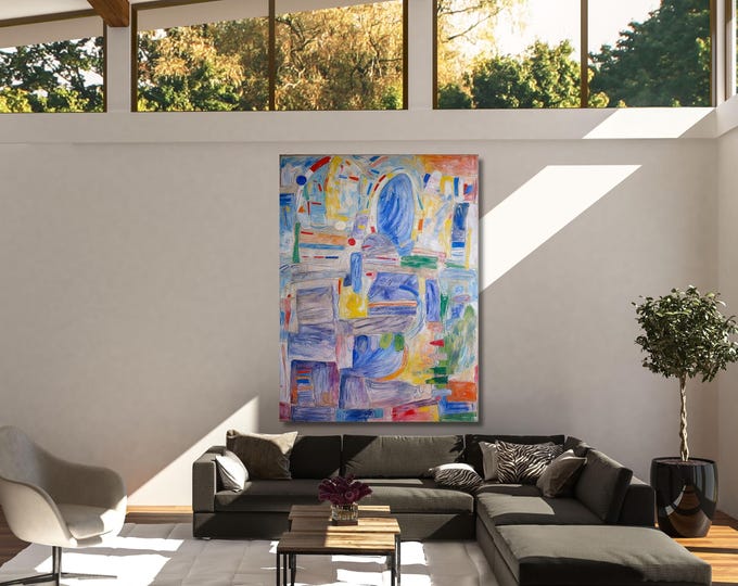 Willem Kooning Style Abstract Canvas Wall Art, Fun Office Decor