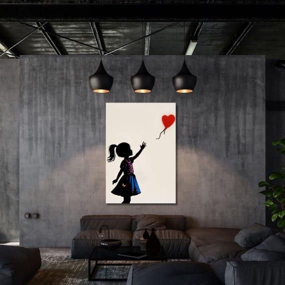 Banksy Dream Big Girl Canvas Wall Art, Graffiti Street Art Print, Framed Banksy Poster, Urban Modern Wall Decor, Wall Hangings Gift Canvas
