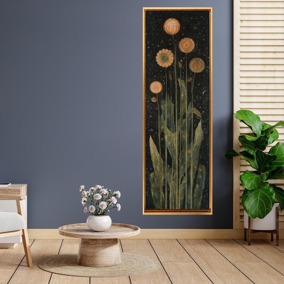 Long Narrow Canvas Wall Art Vertical Nature Print Tall Modern sun Tree or Mountain Wall Decor for Hallway,Entryway Small Space Styling Print