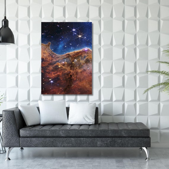 James Webb Space Telescope First Image Canvas Wall Art, Trendy Canvas Wall Art Carina Nebula NASA Deep Field Poster Space Landscape Wall Art