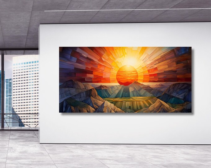 Sunshine Canvas Wall Art, Panoramic Sunset, Bedroom Decor
