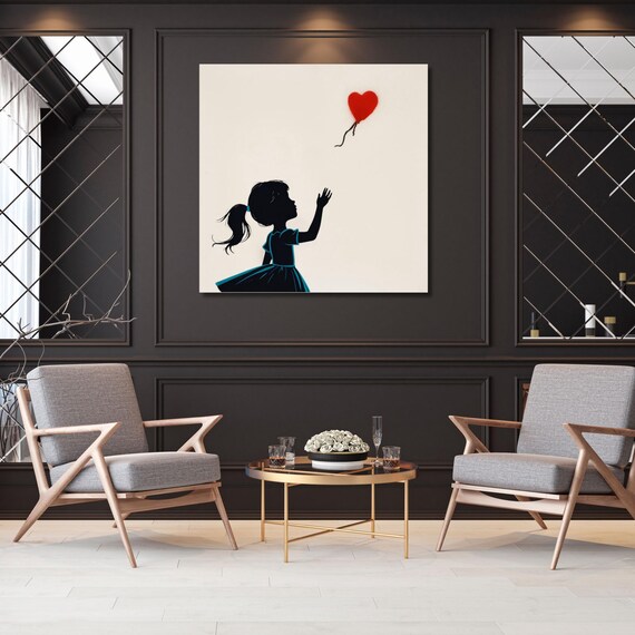 Banksy Girl With Balloon Canvas Wall Art, Numbered Edition Banksy Print, Graffiti Street Art Poster, Modern Urban Wall Decor, Wall Hangings