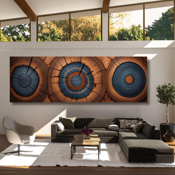 Panoramic Tree Rings Canvas Art: Natural Wood Print