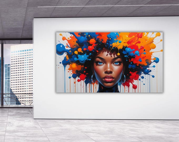 African Woman Wall Art,Abstract Canvas Wall Art Living Room Decor, Woman Canvas Print, Extra Large Wall Art,African American Art Home Decor
