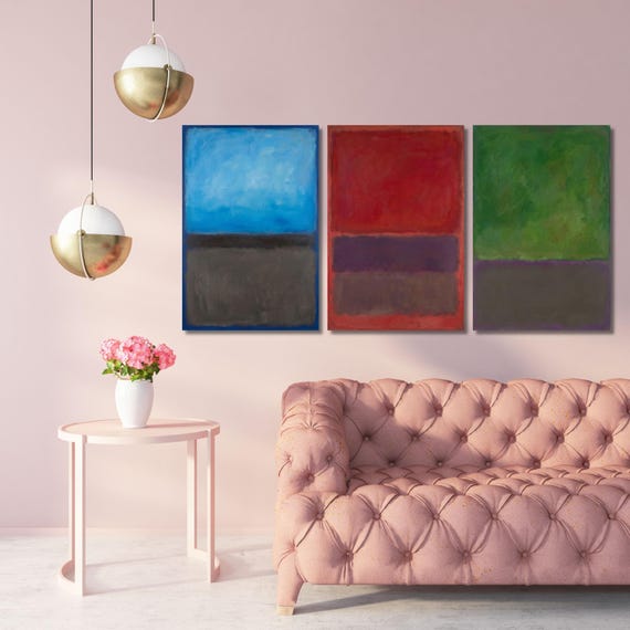 Set of 3 Rothko Style Abstract Canvas Prints: Minimalism Painting