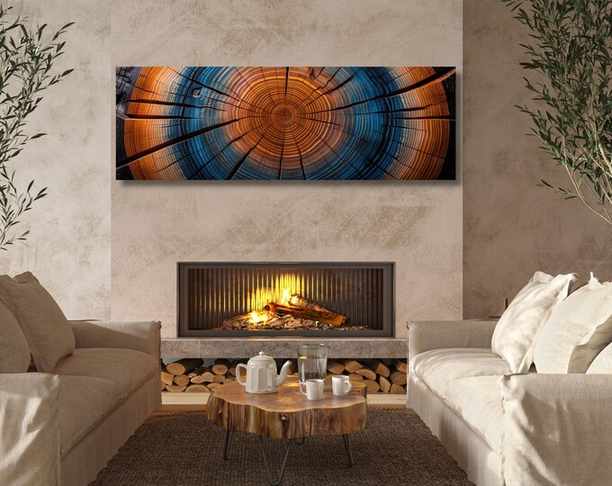 Panoramic Tree Rings Canvas Art: Elegant Natural Wall Decor