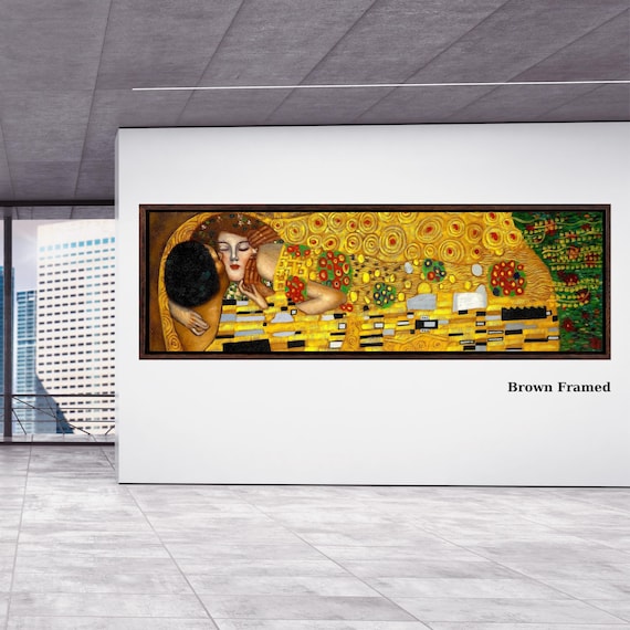 Gustav Klimt The Kiss Canvas Art, Golden Lovers Print