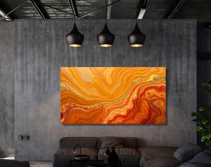 Gold and Copper Abstract Canvas - Large Modern Wall Decor
