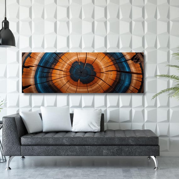 Panoramic Tree Ring Canvas Art: Natural Wood Print