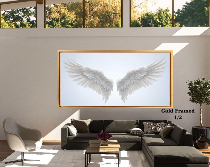 White Angel Wings Canvas Art, Ethereal Feather Print, Spiritual Decor, Nursery Wing Art