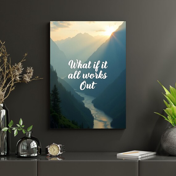 What If It All Works Out Canvas Wall Art – Positive Quote Minimalist Print, Neutral Bedroom Decor
