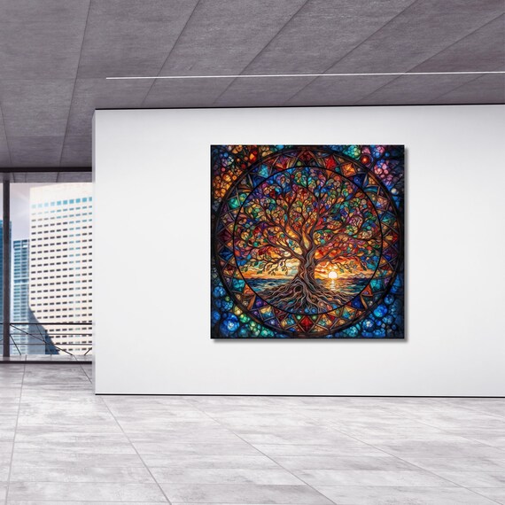 Gustav Klimt Tree of Life Canvas Art: Celtic Mosaic Wall Decor