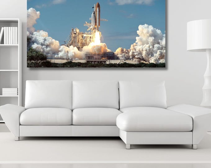 Space Shuttle Launch Canvas Wall Art – Rocket Ascent Print for Space Enthusiasts