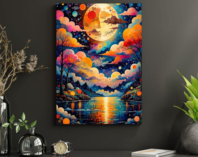 Klimt Inspired Flower Garden Canvas Wall Art, Exhibition Painting Print