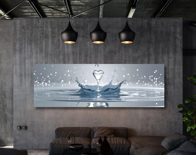 Heart Drop Canvas Art: Romantic Water Ripple Print - Spa Bathroom Decor