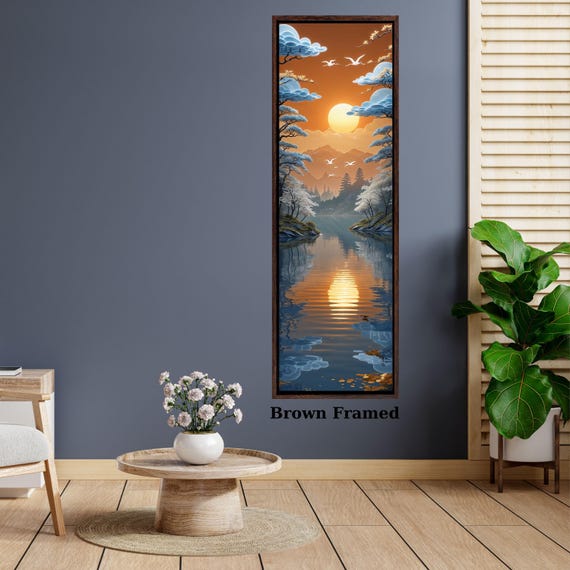 Vertical Lake Sunset Canvas Print, Tall Narrow Wall Art
