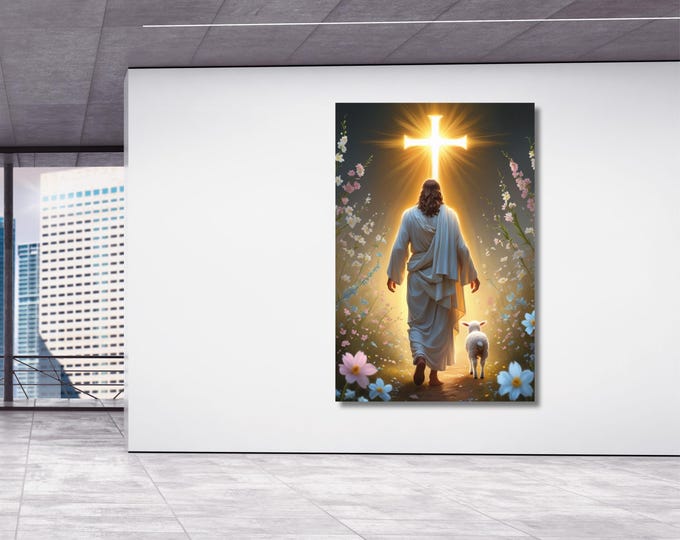 Jesus Shepherd Canvas Art: Modern Christian Wall Decor