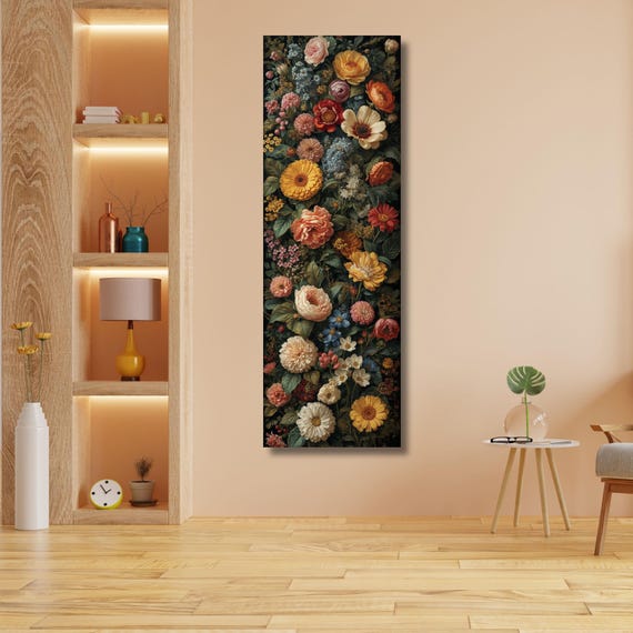 Wildflower Canvas Print: Tall Framed Nature Art for Hallway