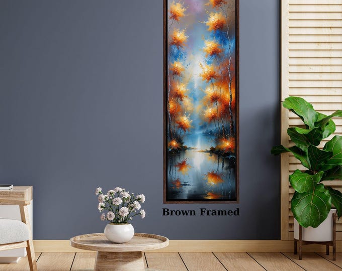 Tall Narrow Canvas Wall Art - Modern Nature Scene for Hallway