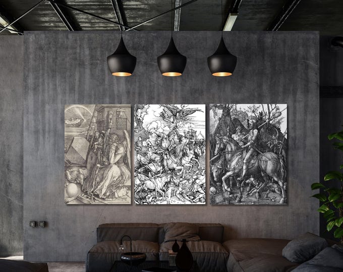Albrecht Durer Wall Art Set: Renaissance Prints of Melencolia & Four Horsemen